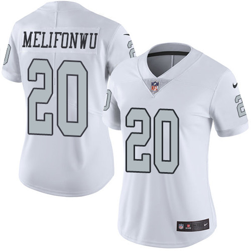 Nike Raiders #20 Obi Melifonwu White Women's Stitched NFL Limited Rush Jersey